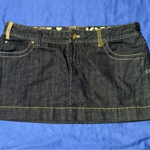 Billabong Dark Denim Mini Skirt with Contrast Stitching